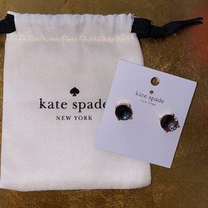 NWT Kate Spade black diamond stud earrings w/pouch